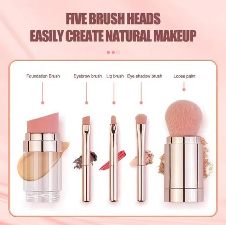 5-in-1 Portable Retractable Makeup Brushes Set