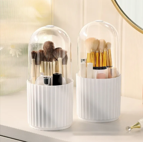 Dustproof Rotating Makeup Brush Organizer