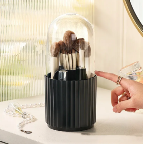 Dustproof Rotating Makeup Brush Organizer
