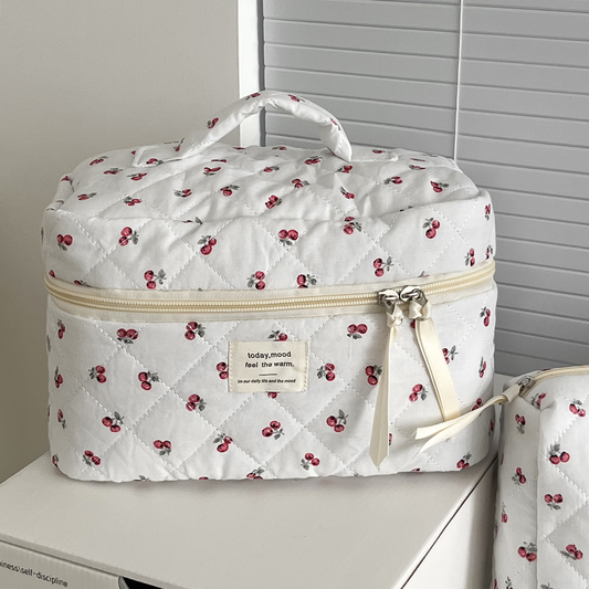 Quilted Berry Cosmetic Bag