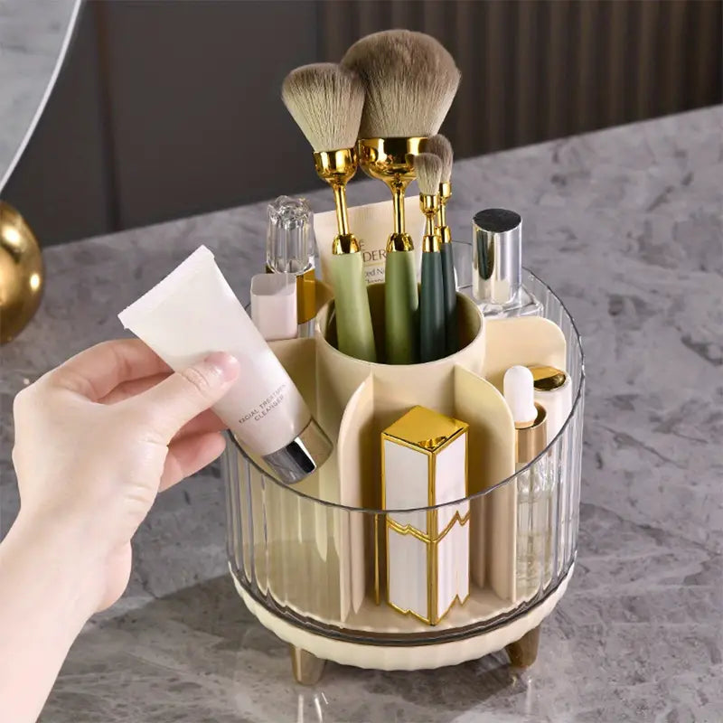 360° Rotating Makeup Organizer with Compartments